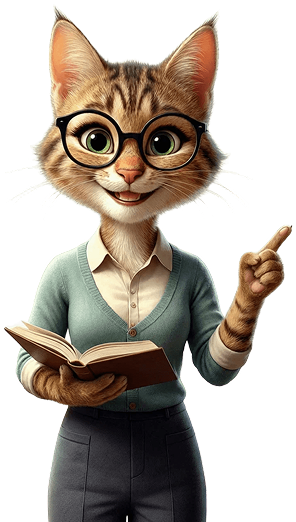 Кот в очках с книгой