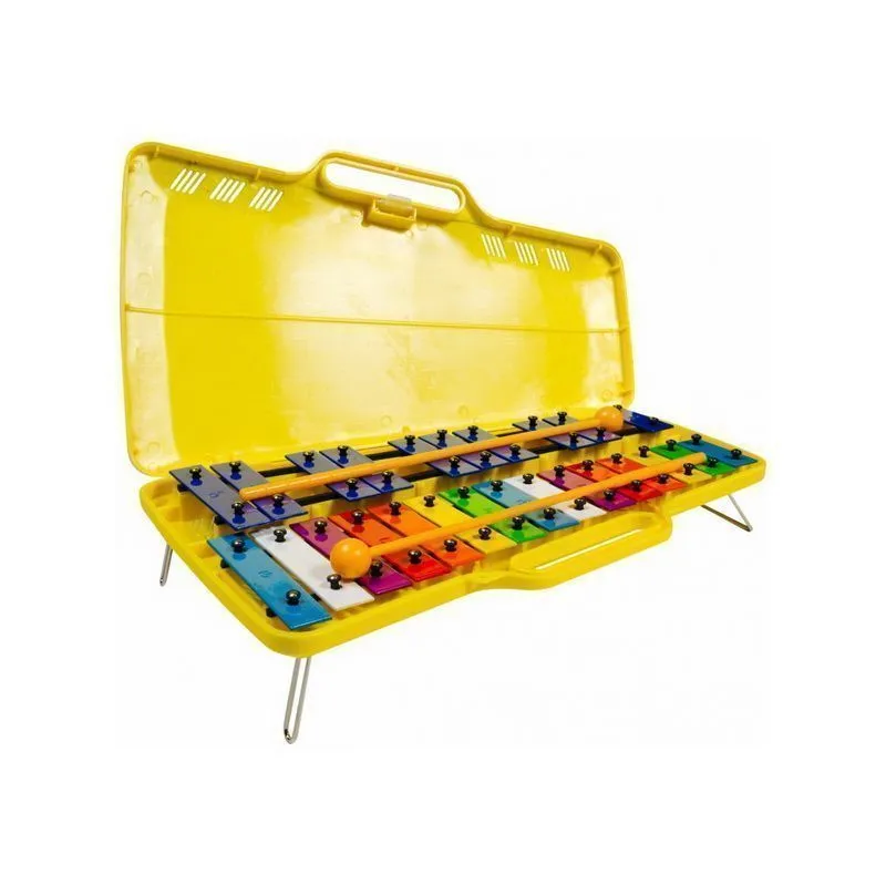 Металлофон 25 нот разноцветный в футляре