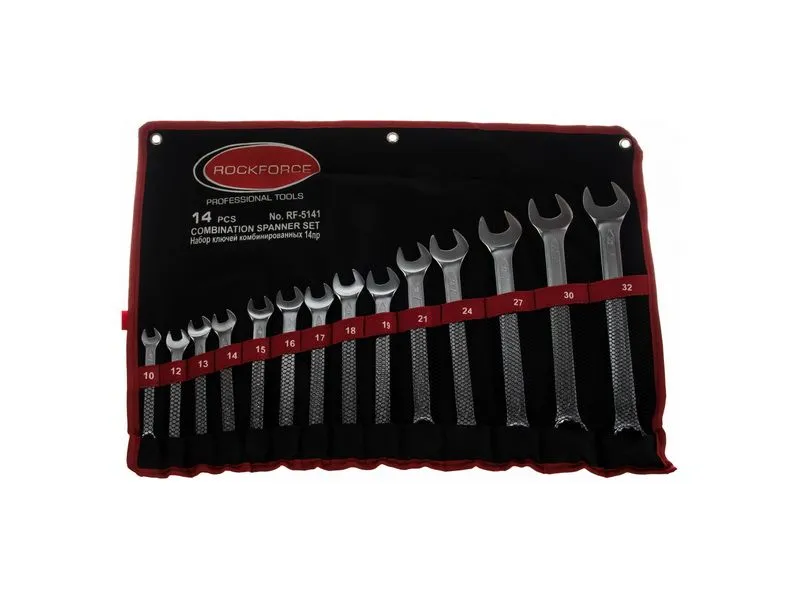 Набор ключей комбинированных 10-32 мм, 14 предметов на полотне