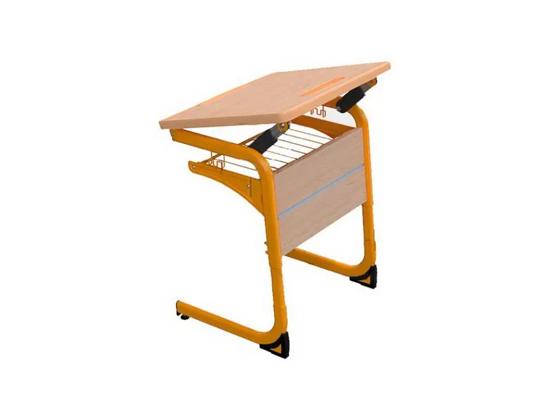 Стол ученический одноместный с регулировкой наклона столешницы, на плоскоовальной трубе