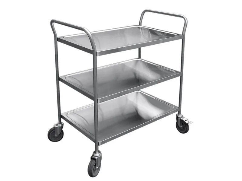 Тележка сервировочная, нерж.ст., 3 полки, поворотные колеса, 905x560x852 мм