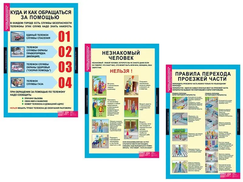 Комплект таблиц Основы безопасности жизнедеятельности 1 - 4 класс 10 шт