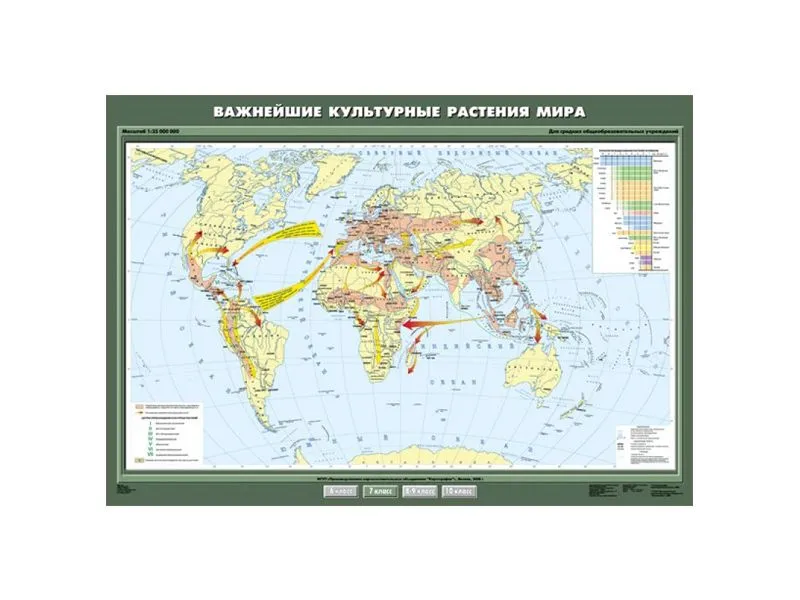 Учебная карта «Культурные растения мира» 100×140