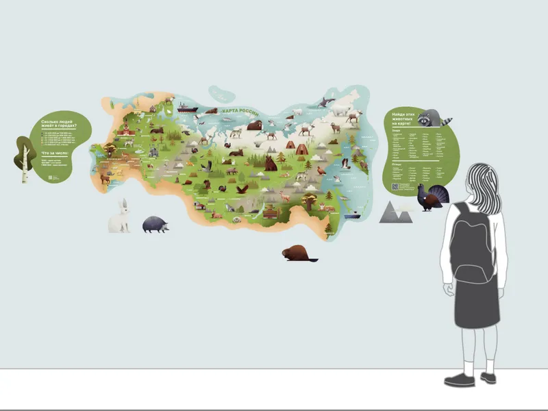 Карта России 250×100 см