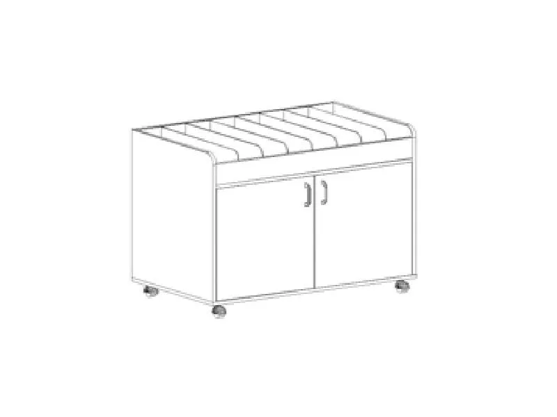 Открытый формулярный шкаф на колёсах 1009×600×800