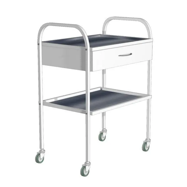 Стол инструментальный с ящиком, колеса резина