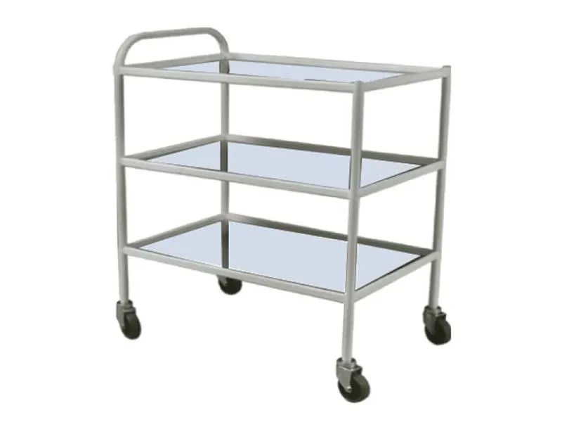 Столик процедурный передвижной металлический с тремя стеклянными полками