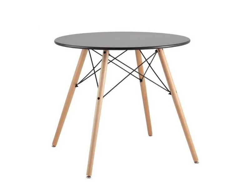 Стол круглый, черный на дер. ножках