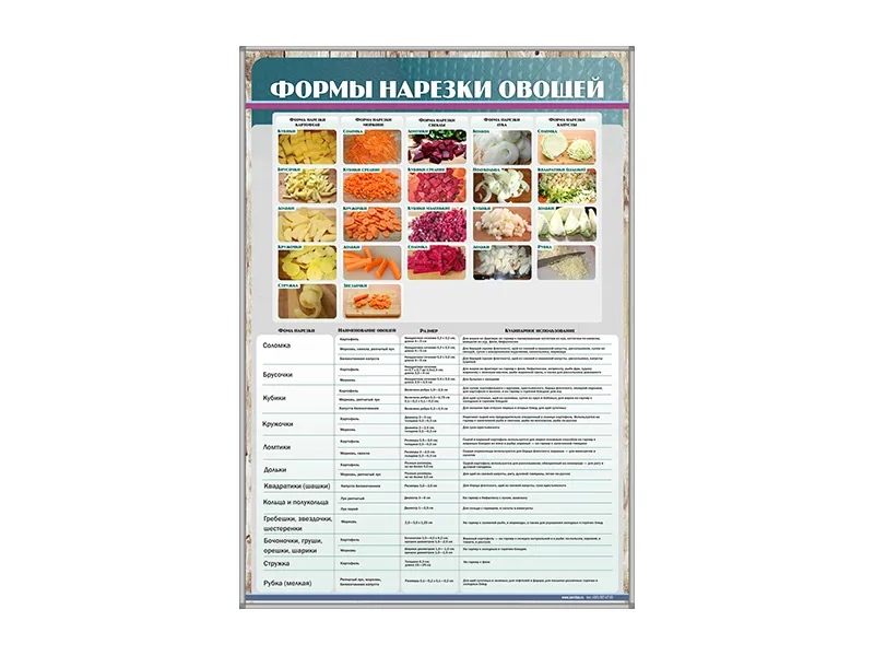 Плакат-стенд «Формы нарезки овощей» 700×1000 мм