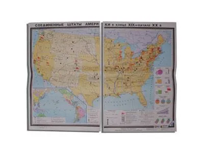 Учебная карта США конца XIX—начала XX вв. (двусторонняя)