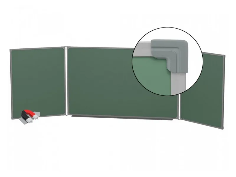 Трехэлементная магнитно-меловая доска 100х200 - алюминиевый профиль