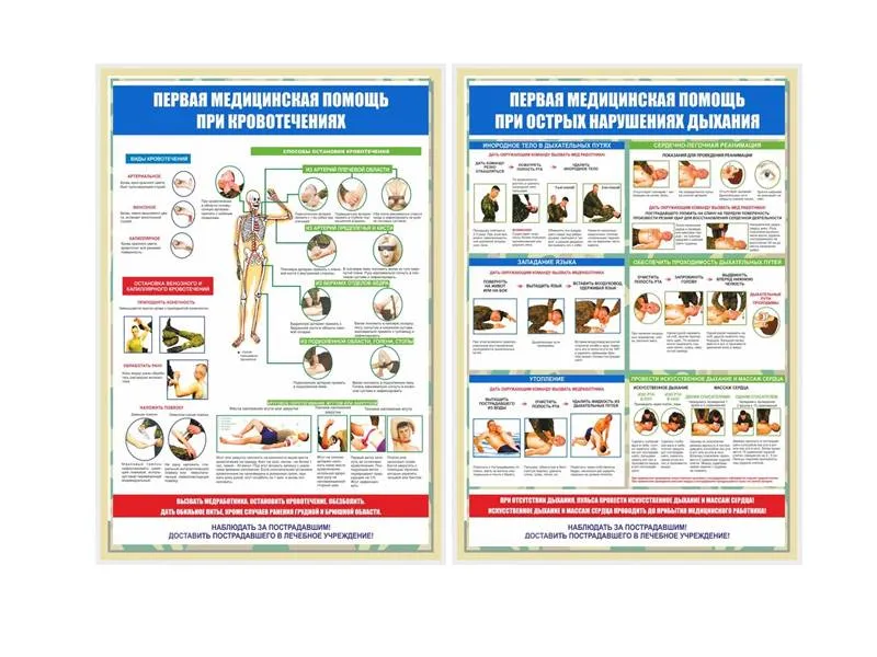 Стенды Первая медицинская помощь, 70х100 см, 5 шт.