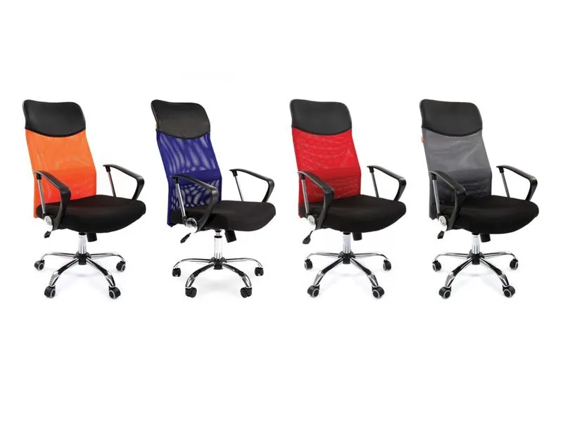 Кресло CHAIRMAN (ткань, сетчатая спинка, хром.каркас), цвет черный