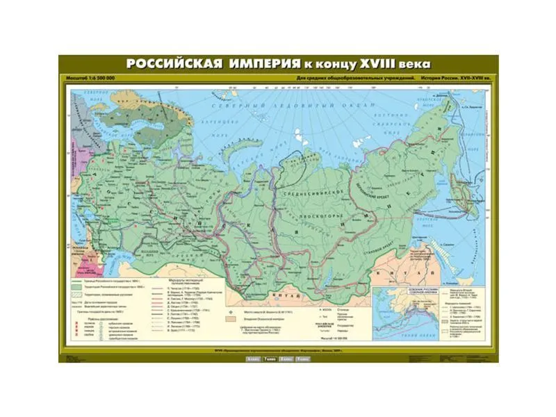Учебная карта — Российская империя к концу XVIII века