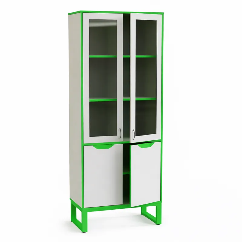 Шкаф со стеклом, низкий фасад 800×430×2000 мм