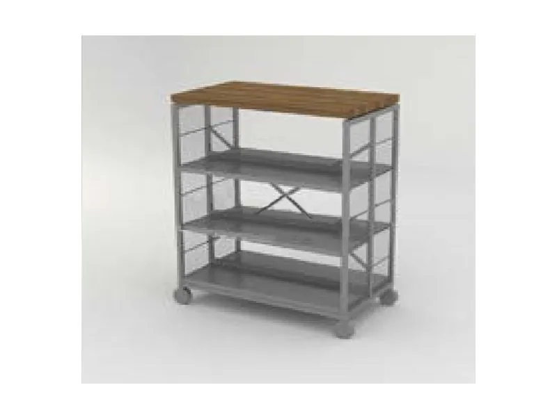 Стеллаж 2-сторонний 3 полки  920х530х1189 мобильный мет.каркас