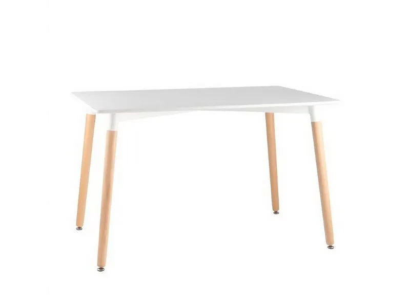 Стол обеденный прямоугольный 120×80 белый на буковых ножках