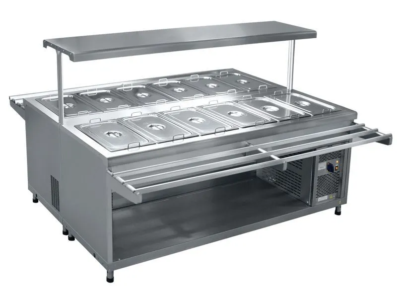 Салат-бар охлаждаемый, нейтр.шкаф, 1 полка + гастроемкости, L2120 мм