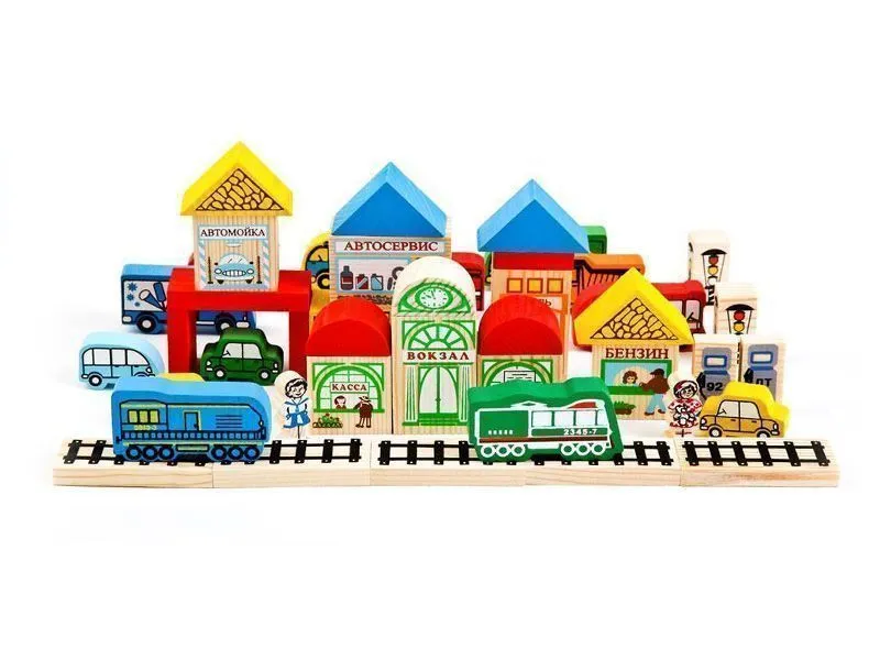 Деревянный конструктор "Городской транспорт" — 45 деталей