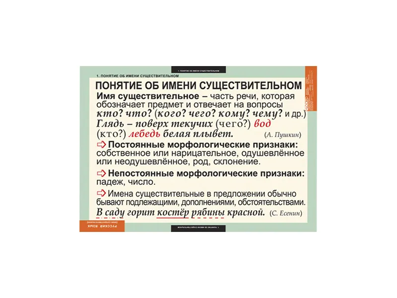 Таблицы «Русский язык: Имя существительное» 68×98 см