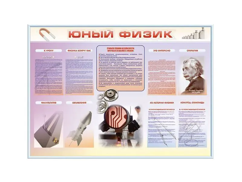 Стенд-уголок «Юный физик» 138×100 см