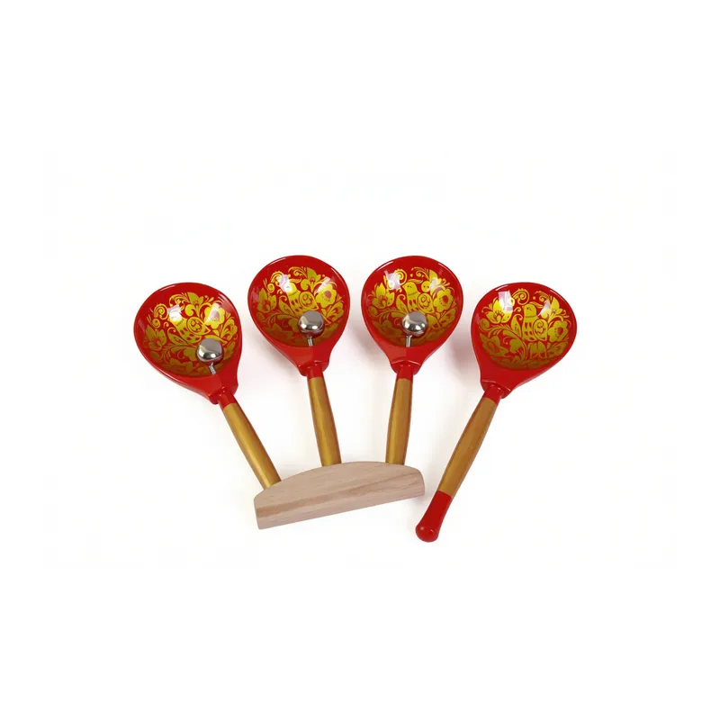 Веерные ложки «Тройка» с городецкой росписью