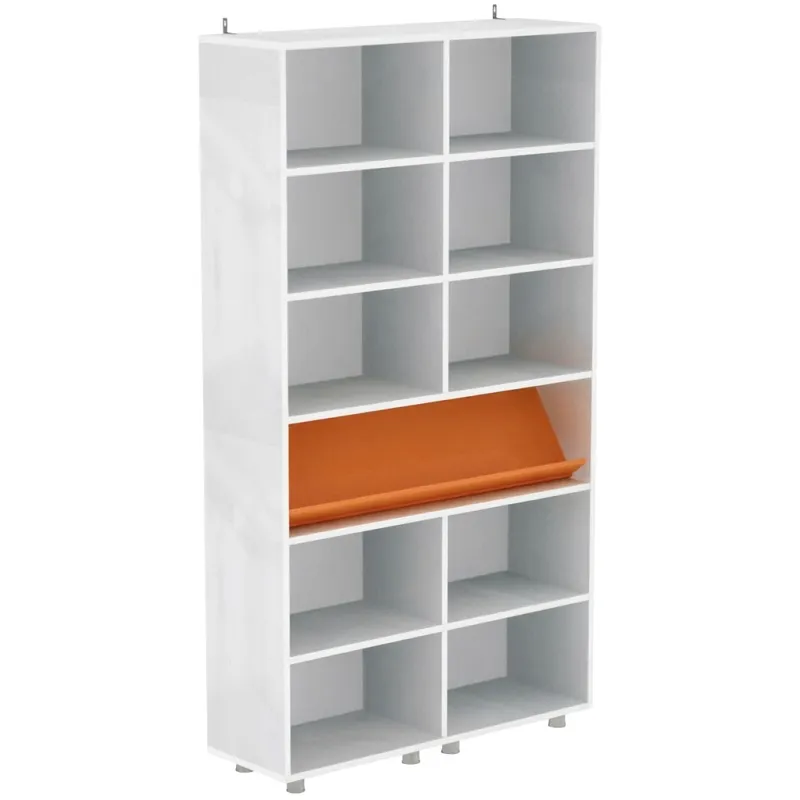 Стеллаж широкий с наклонной полкой 1250х400х2266 мм (белый/оранжевый)