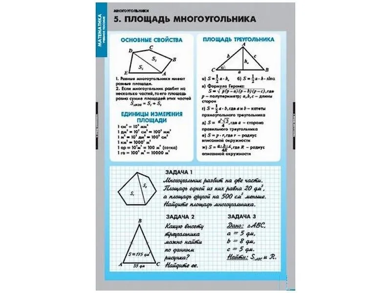 Таблицы демонстрационные Многоугольники, 7 шт.