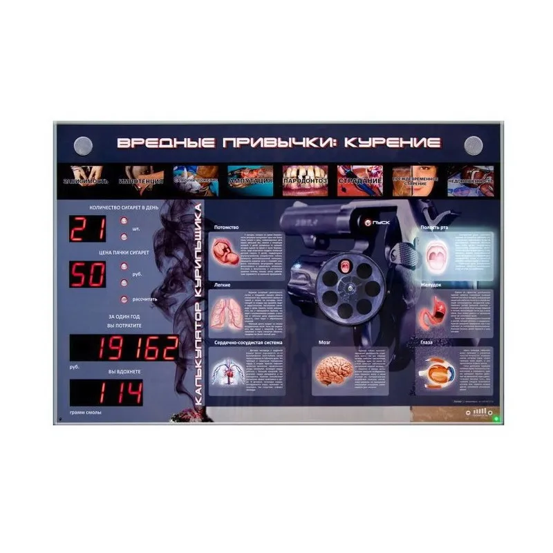 Электрифицированный стенд «Курение» со световой индикацией