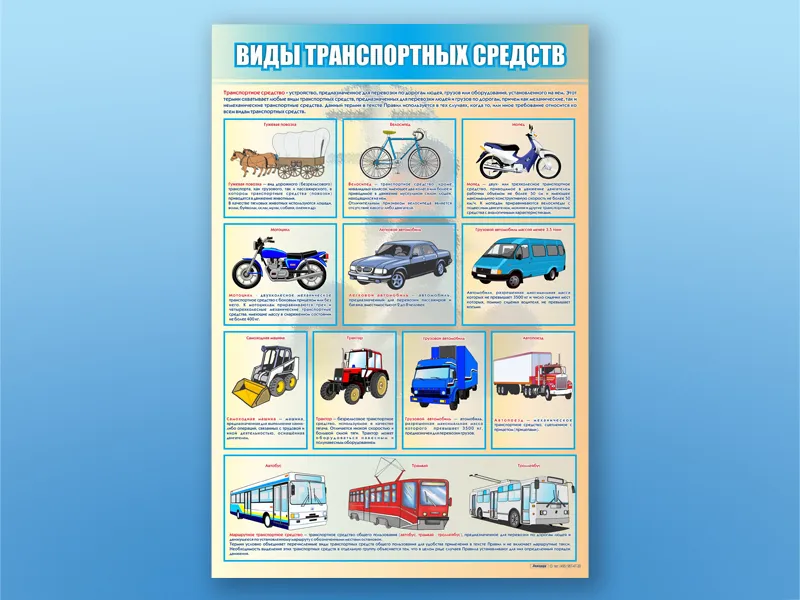 Стенд по ПДД Виды транспортных средств, 69х100 см