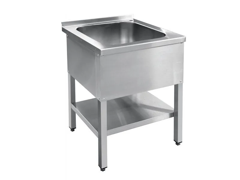 Ванна моечная, 1 секция + полка, нерж.ст., 635х700х860 мм