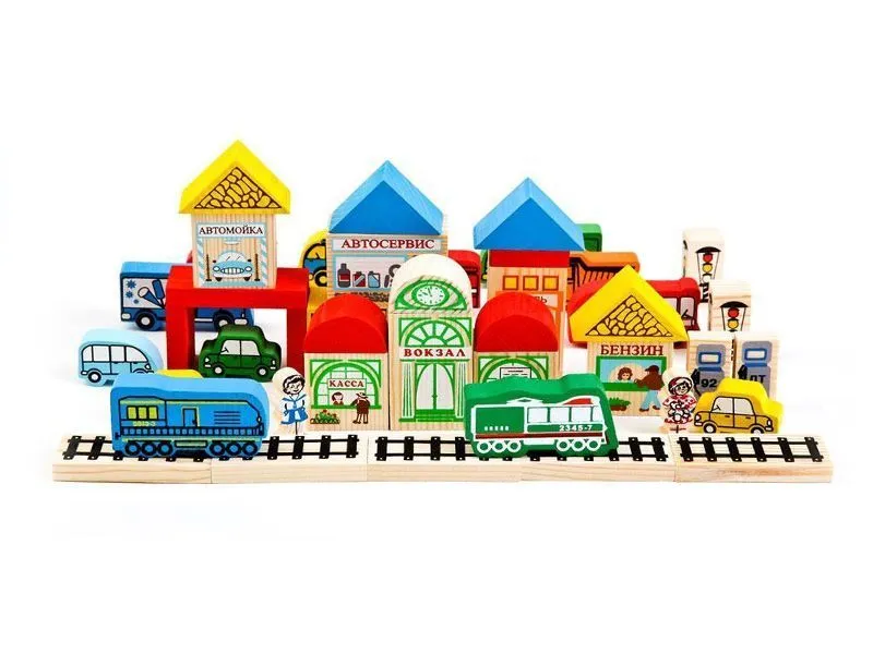 Деревянный конструктор "Городской транспорт" — 45 деталей