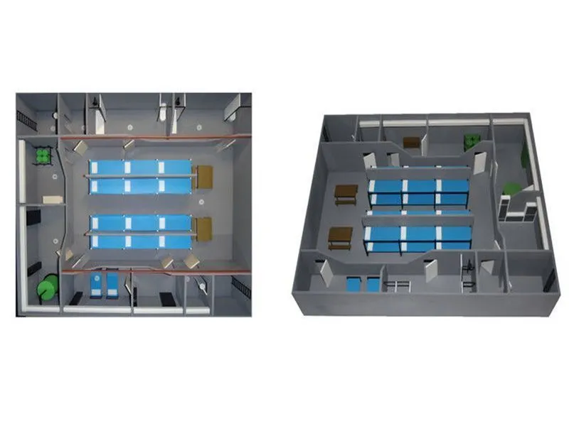 Макет встроенного убежища в разрезе, масштаб 1:24