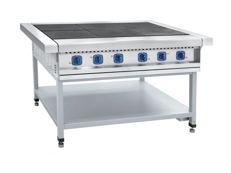 Плита электрическая на подставке, нерж.ст., 6 конфорок, 1475x850x860 мм