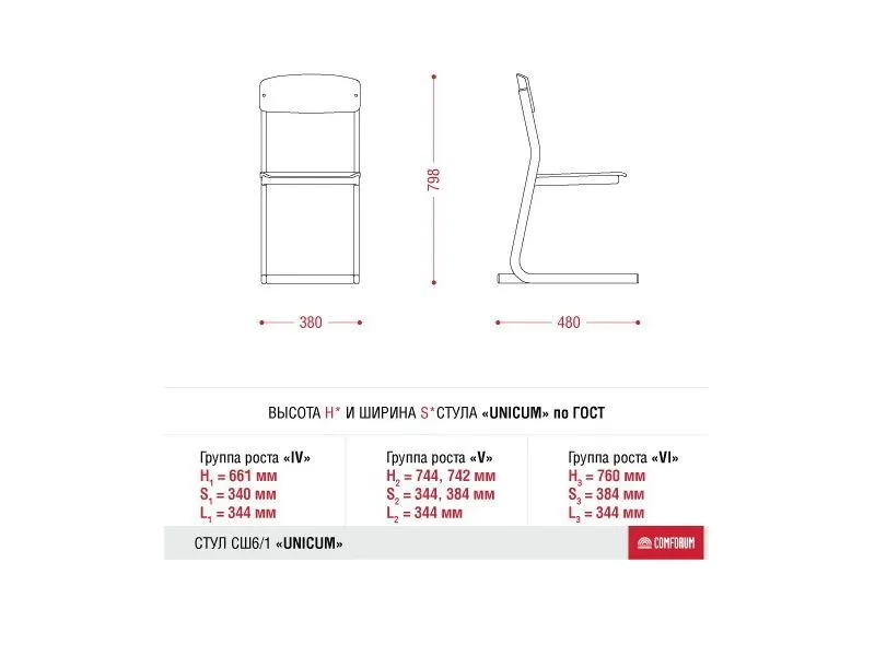 Unicum — школьный стул, цвет в ассортименте