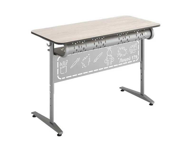 Стол ученический 2-местный регулируемый с перф.экраном с наклоном столещницы Оазис