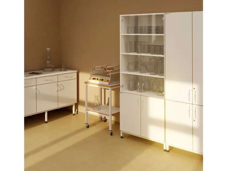 Лабораторный шкаф 800×500×195 со стеклянными дверцами
