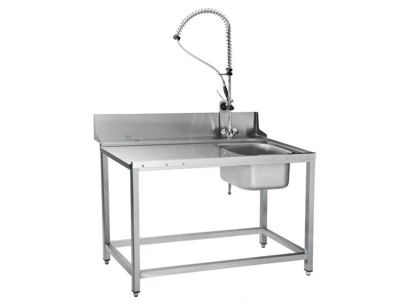 Предмоечный стол с душем, 1305x700x1735 мм