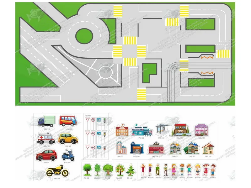 Стенд «Дорожная безопасность» 1,7×0,8 м с фигурками