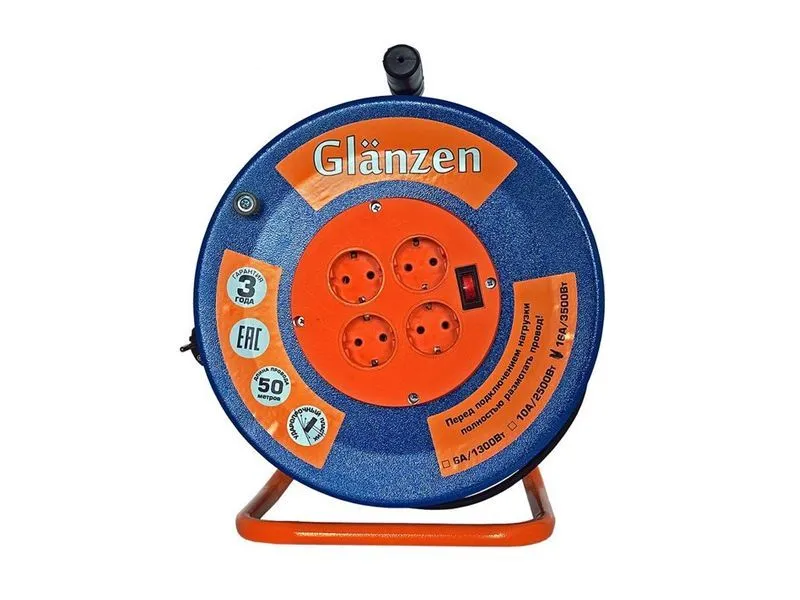 Силовой электрический удлинитель 50 м (на металлической катушке)