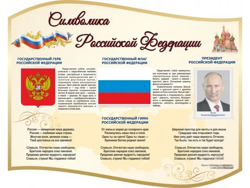 Стенд Символика РФ 100х80 см