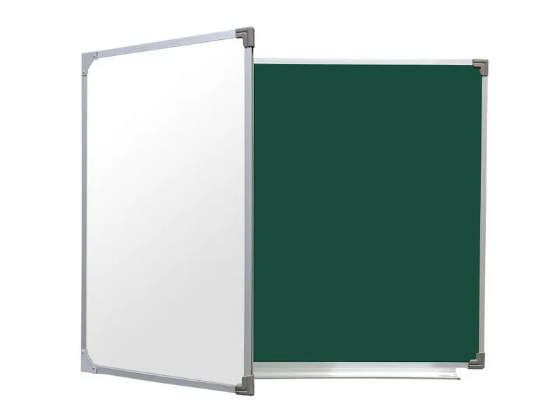 Двухэлементная магнитно-комбинированная доска 100х225 - алюминиевый профиль створка слева