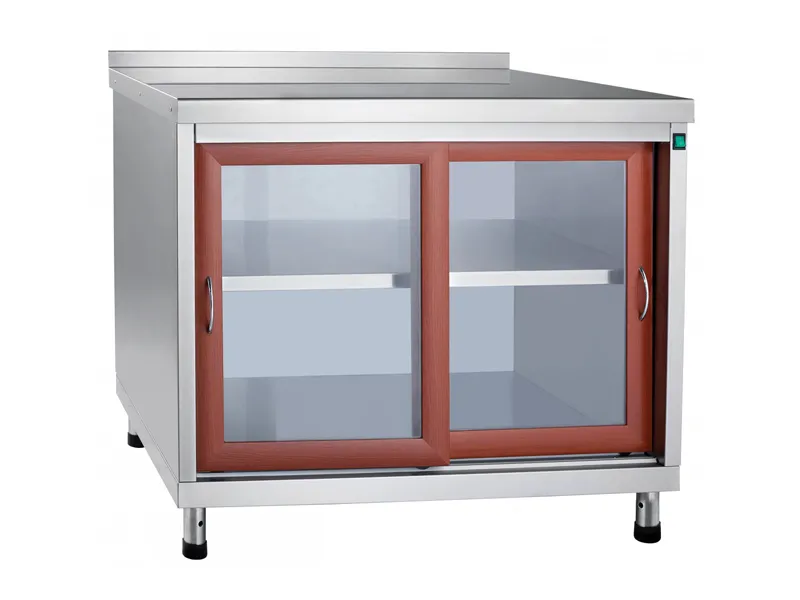 Стол-тумба купе, двери со стеклом + подсветка + полка, 1000х760х865 мм