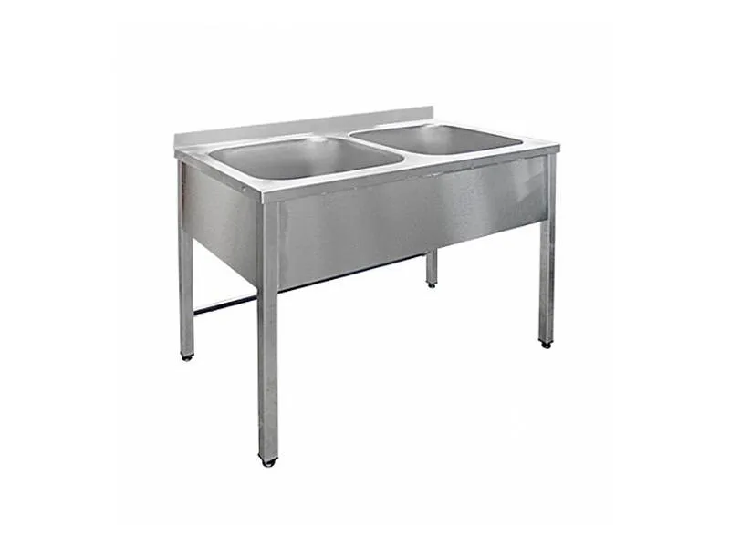 Ванна моечная, серия ПРОФИ, двухсекционная цельнотянутая с бортом