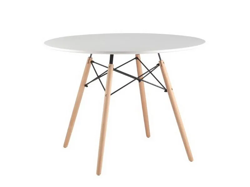 Стол круглый D=100, белый на дер. ножках