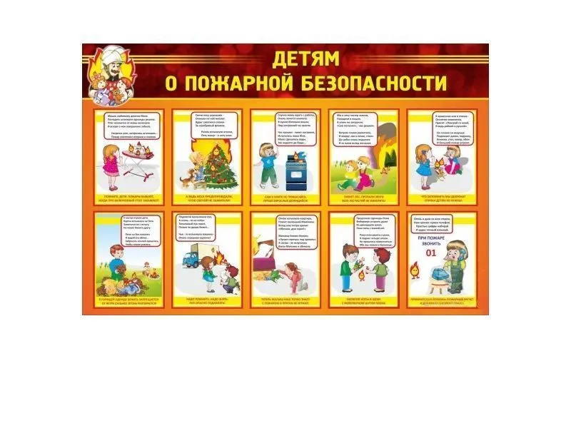 Стенд Детям о пожарной безопасности 130х90 см