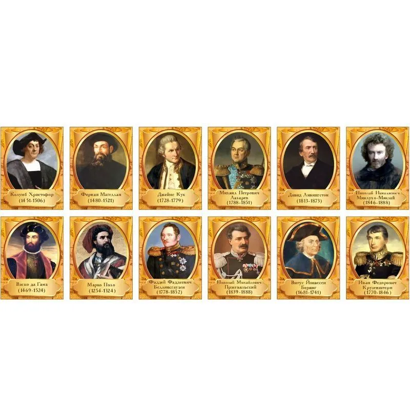 Комплект стендов "Портреты великих путешественников"