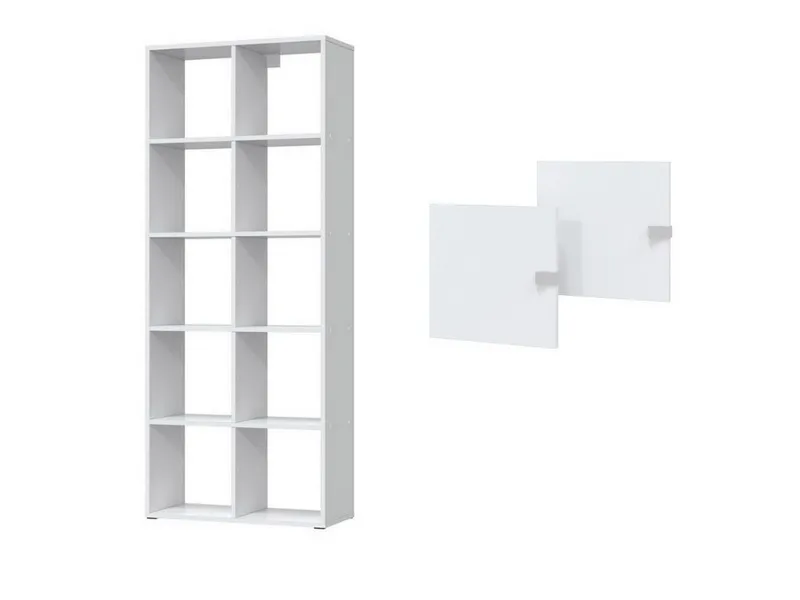 Стеллаж 2x5 с четырьмя дверцами, белый