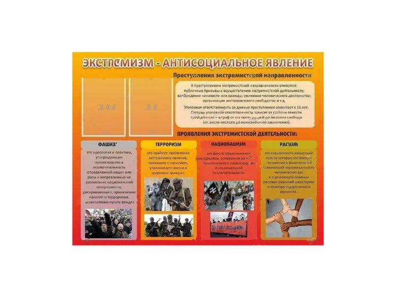 Стенд «Экстремизм — антисоциальное явление» 1,3×1 м