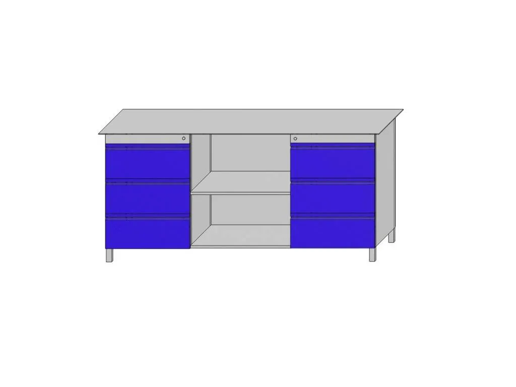 Верстак двухтумбовый: тумба (3 ящика) + тумба (3 ящика) серии «Класс»